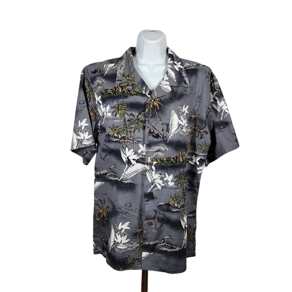 PALMWAVE HAWAII BUTTON FRONT HAWAIIAN SHIRT - Picture 1 of 8